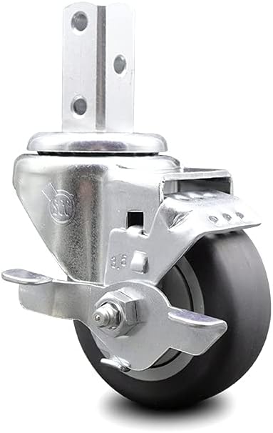 Swivel Square Stem Caster Set 4 with Gray Thermoplastic Rubber Wheel F22200