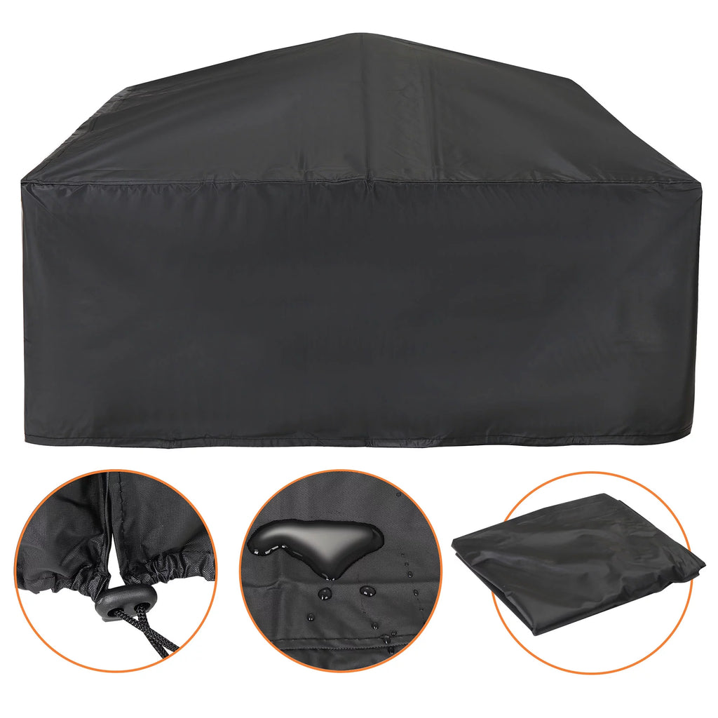 32 Square Wood Black Finish Steel Fire Pit G683431