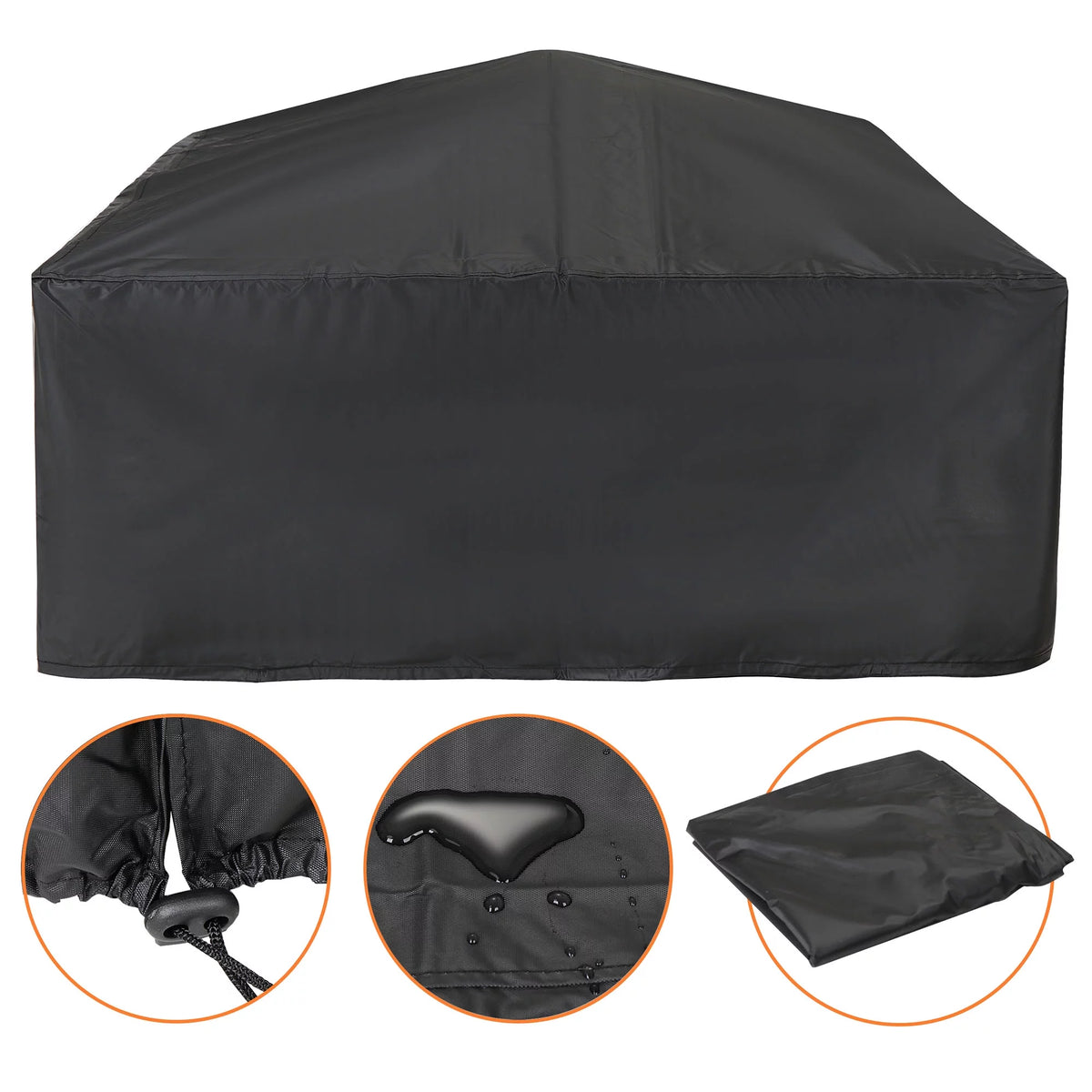 32 Square Wood Black Finish Steel Fire Pit G683431