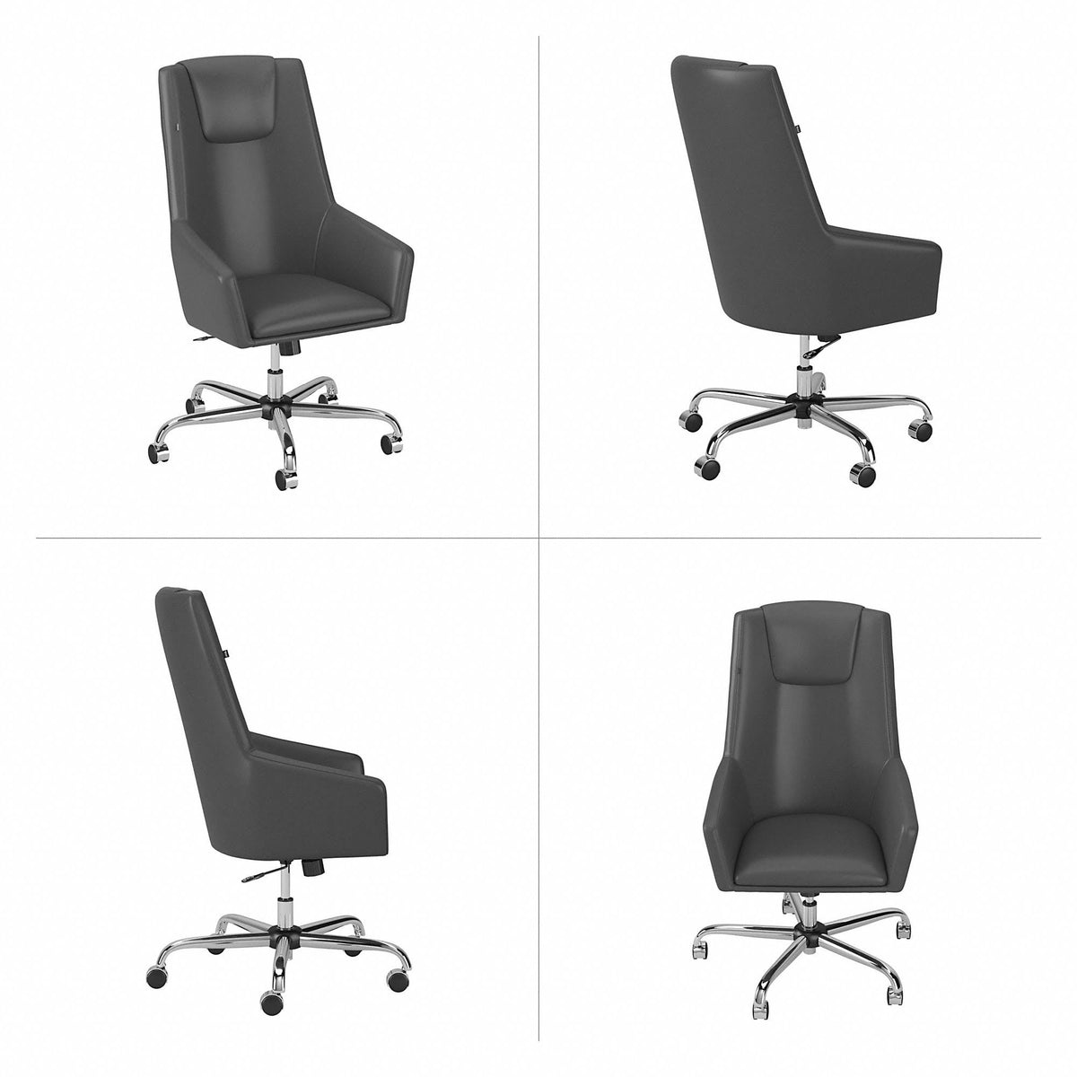 Light Gray Leather High Back Box Chair Q1136