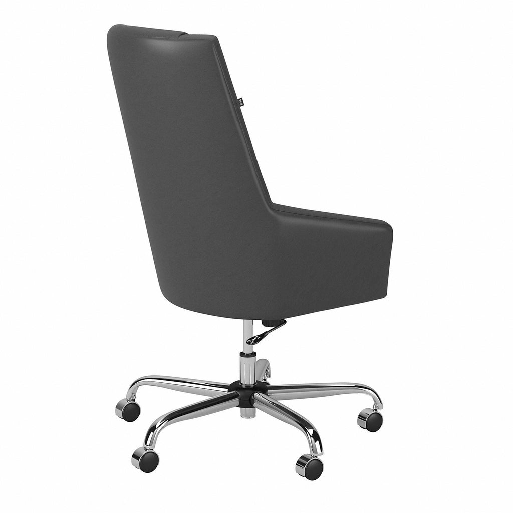 Light Gray Leather High Back Box Chair Q1136