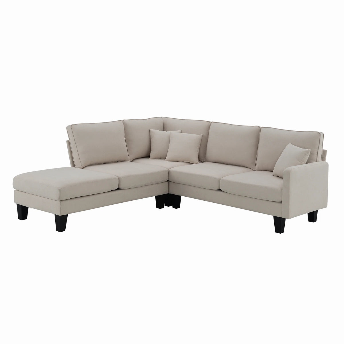 Beige L Shape Sectional Sofa with Recliner K80534