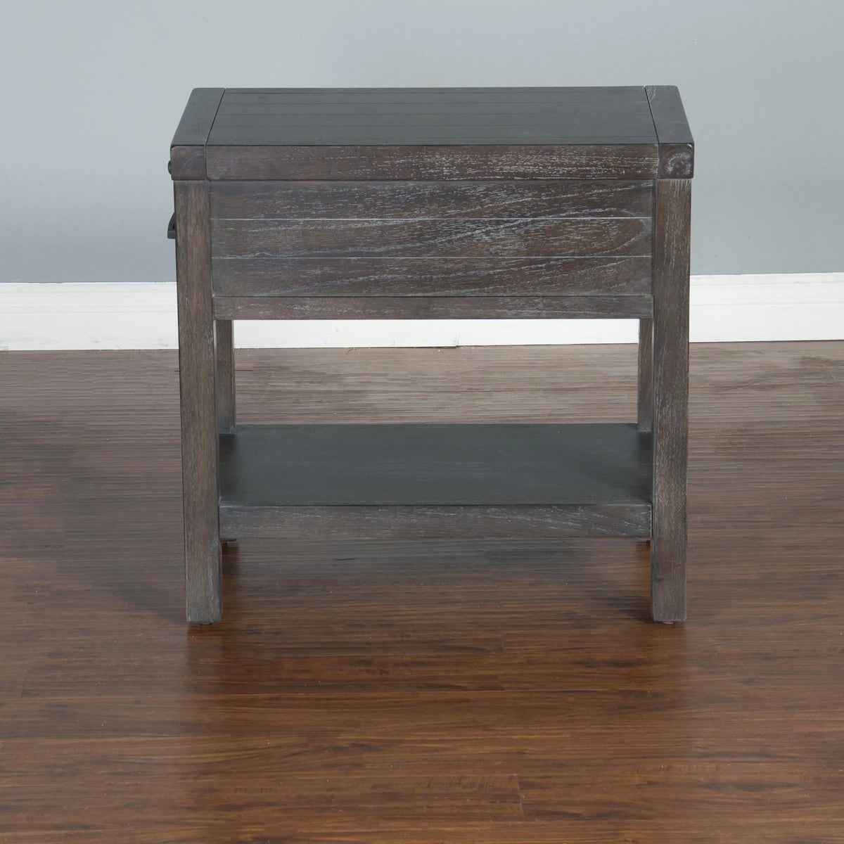 16" Mindi Wood Chair Side Table in Dark Brown Q252