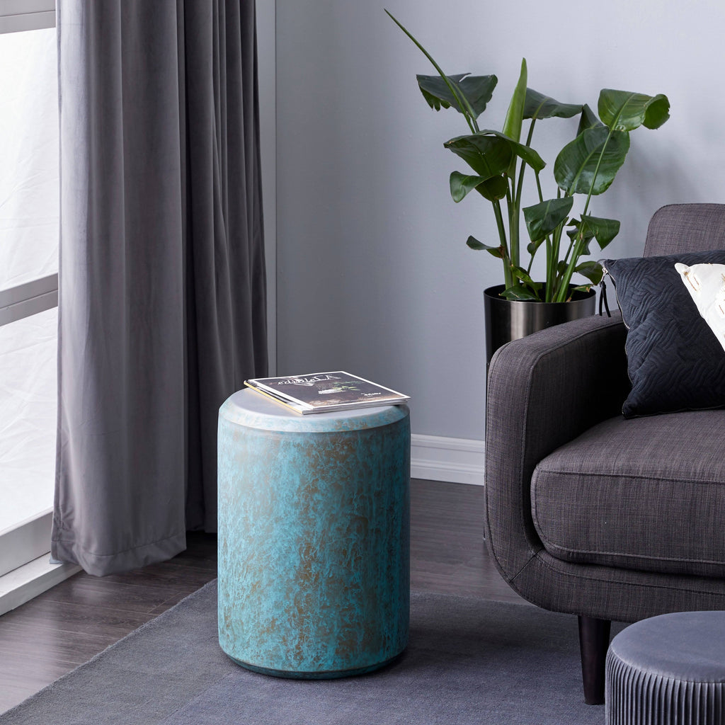 Blue and Silver Round Accent Table Z991646