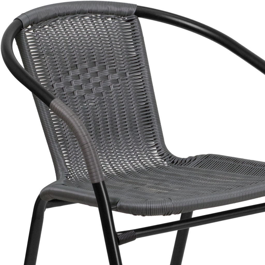 2 Pack Gray Rattan Stack Chair O3365