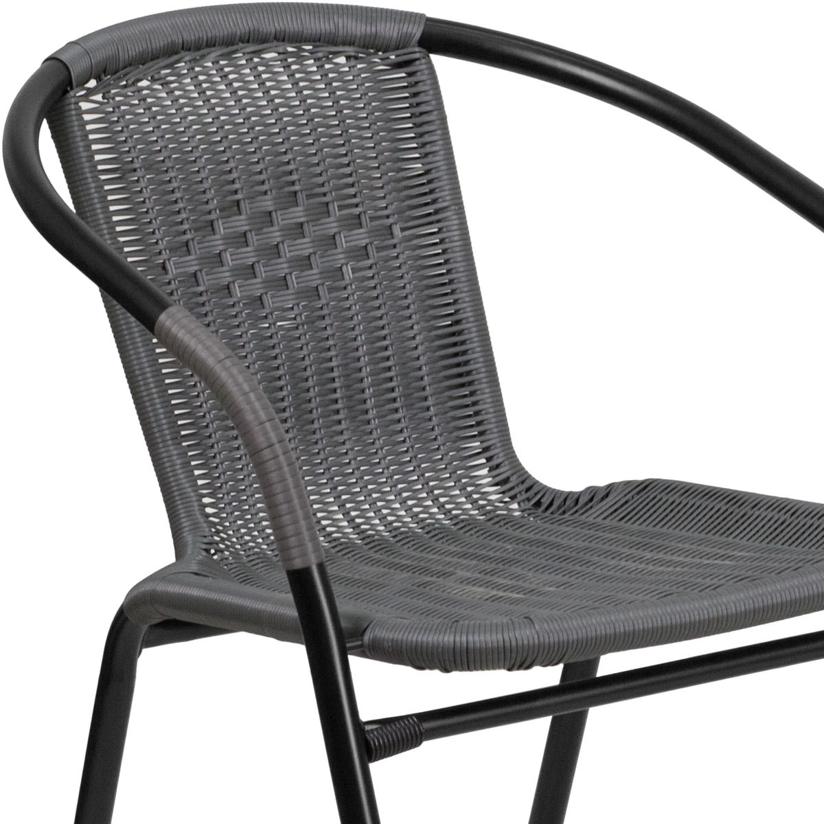 2 Pack Gray Rattan Stack Chair O3365