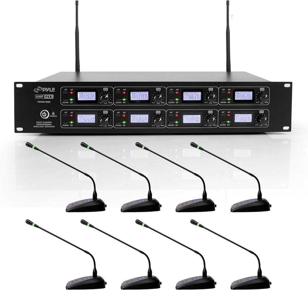 UHF Desktop Conference Microphone System with 8 Gooseneck Mics and Receiver C122087
