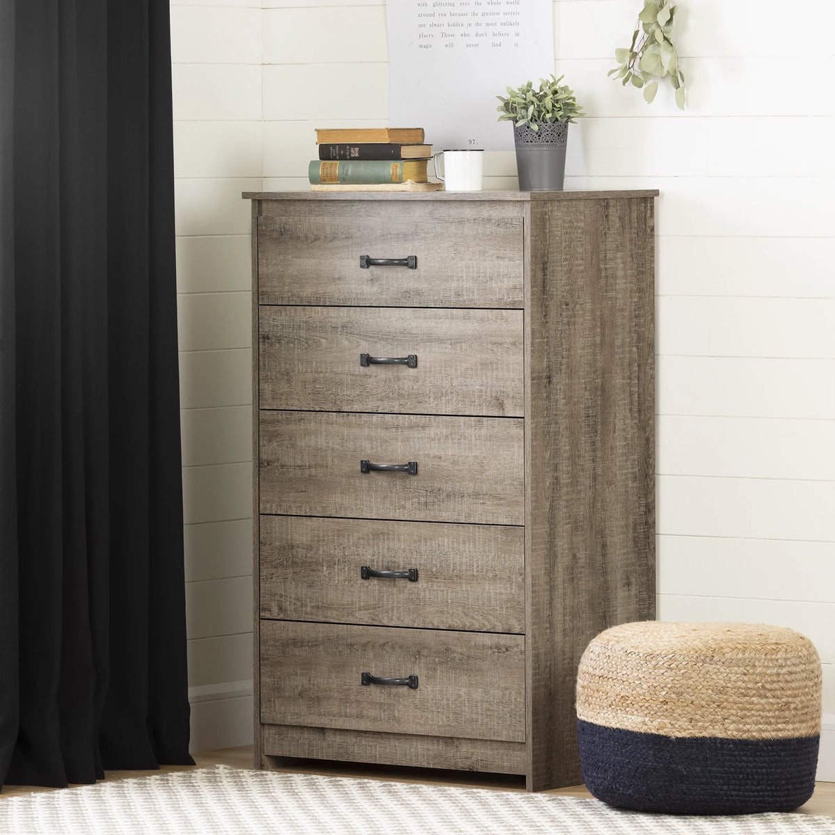5 Drawer Weathered Oak Dresser P375964