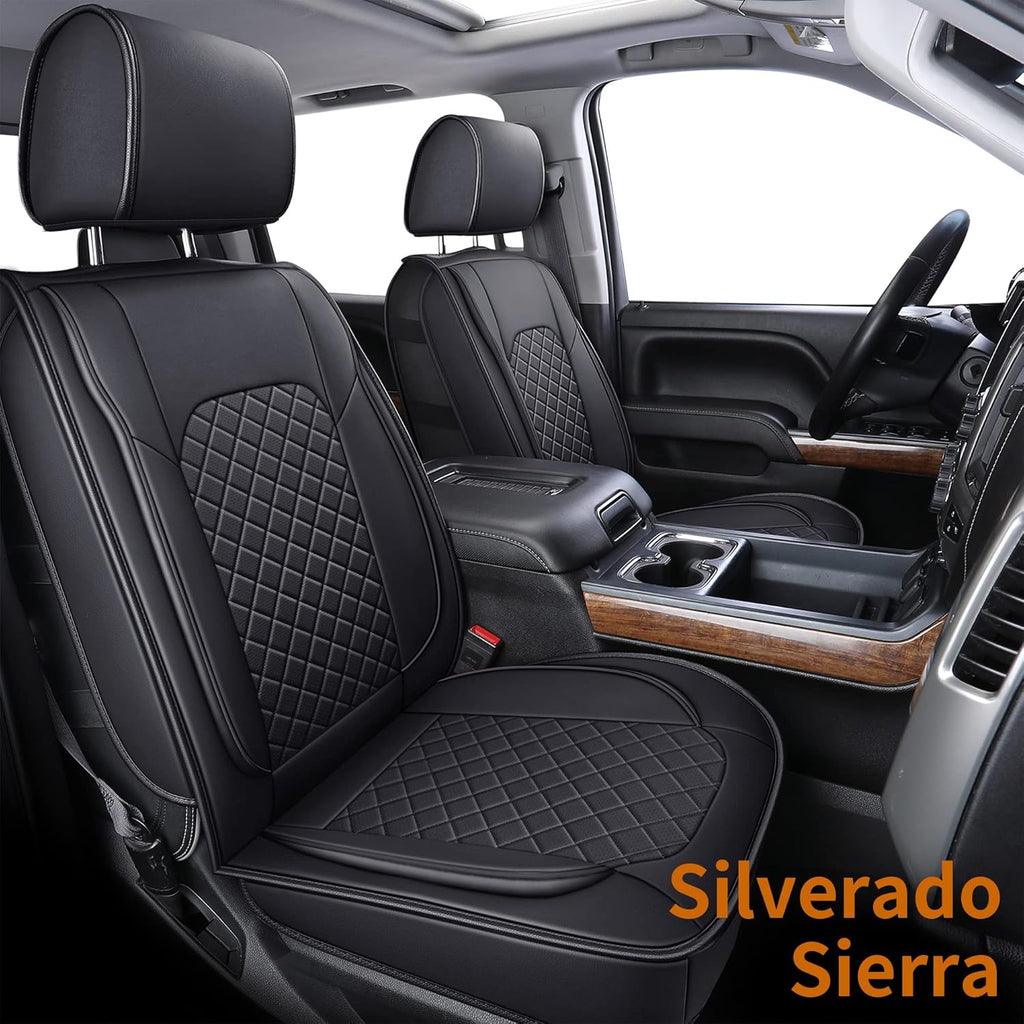 Black Faux Leather Seat Covers Full Set W54002