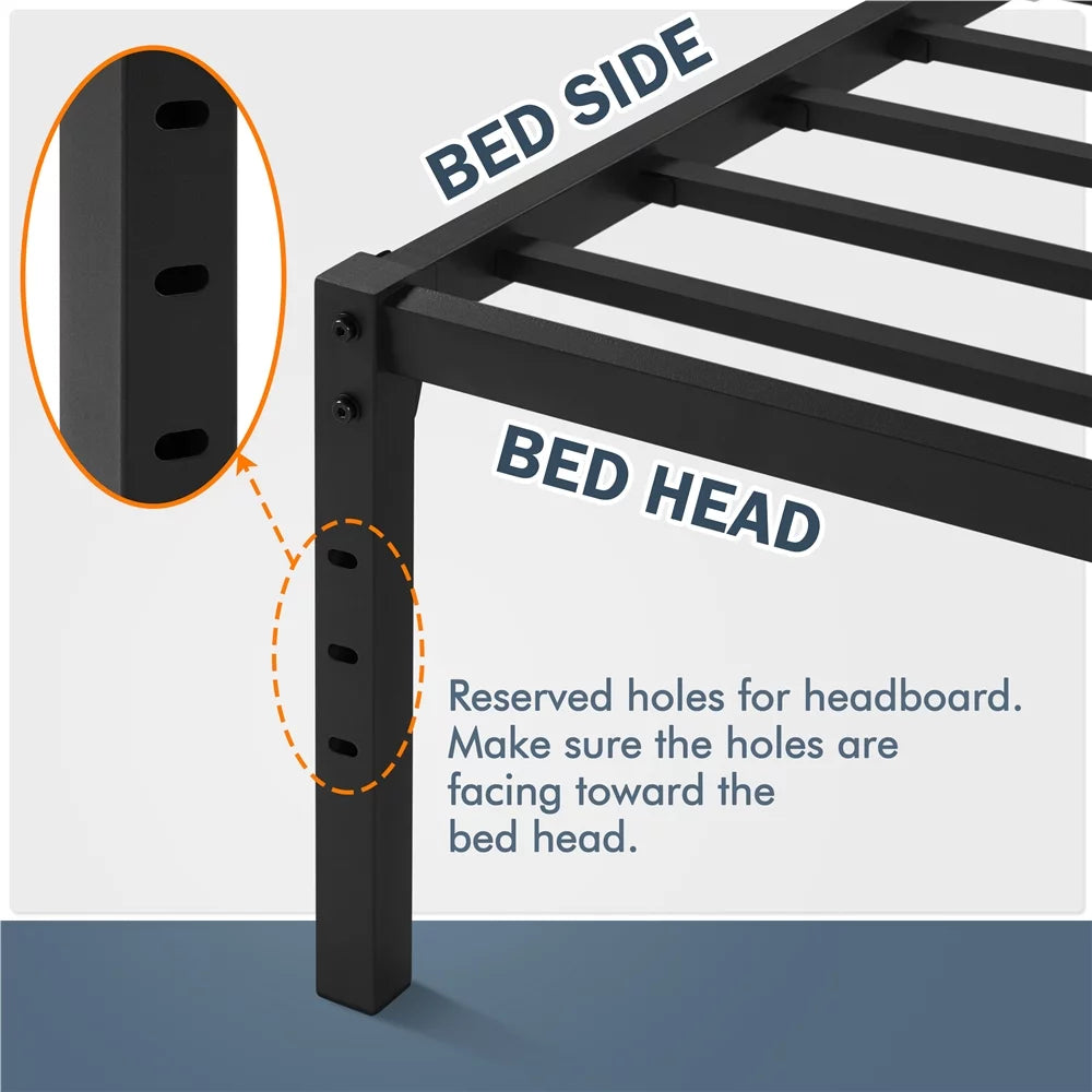 Queen Metal Platform Bed Frame with Steel Slat Support O9078
