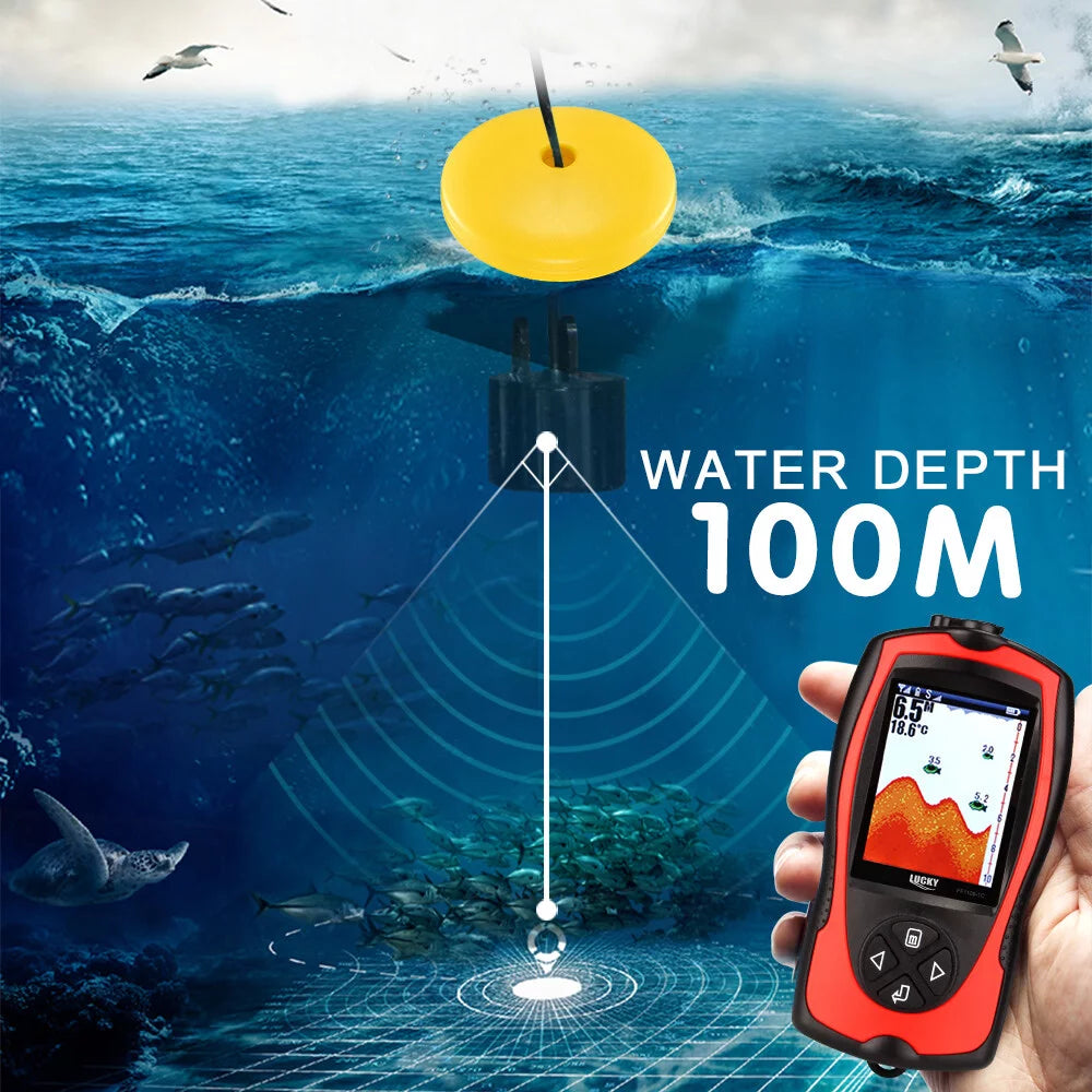 Portable Fish Finder 100M/300FT Depth Fish Alarm Wired Fish Detector L409514