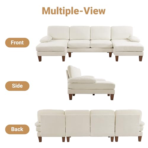 Forest Green Chenille 4-Seat U Shaped Sectional Sofa L72340