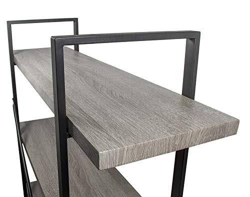 3-Tier Gray Oak Metal and Wood Bookshelf D25419