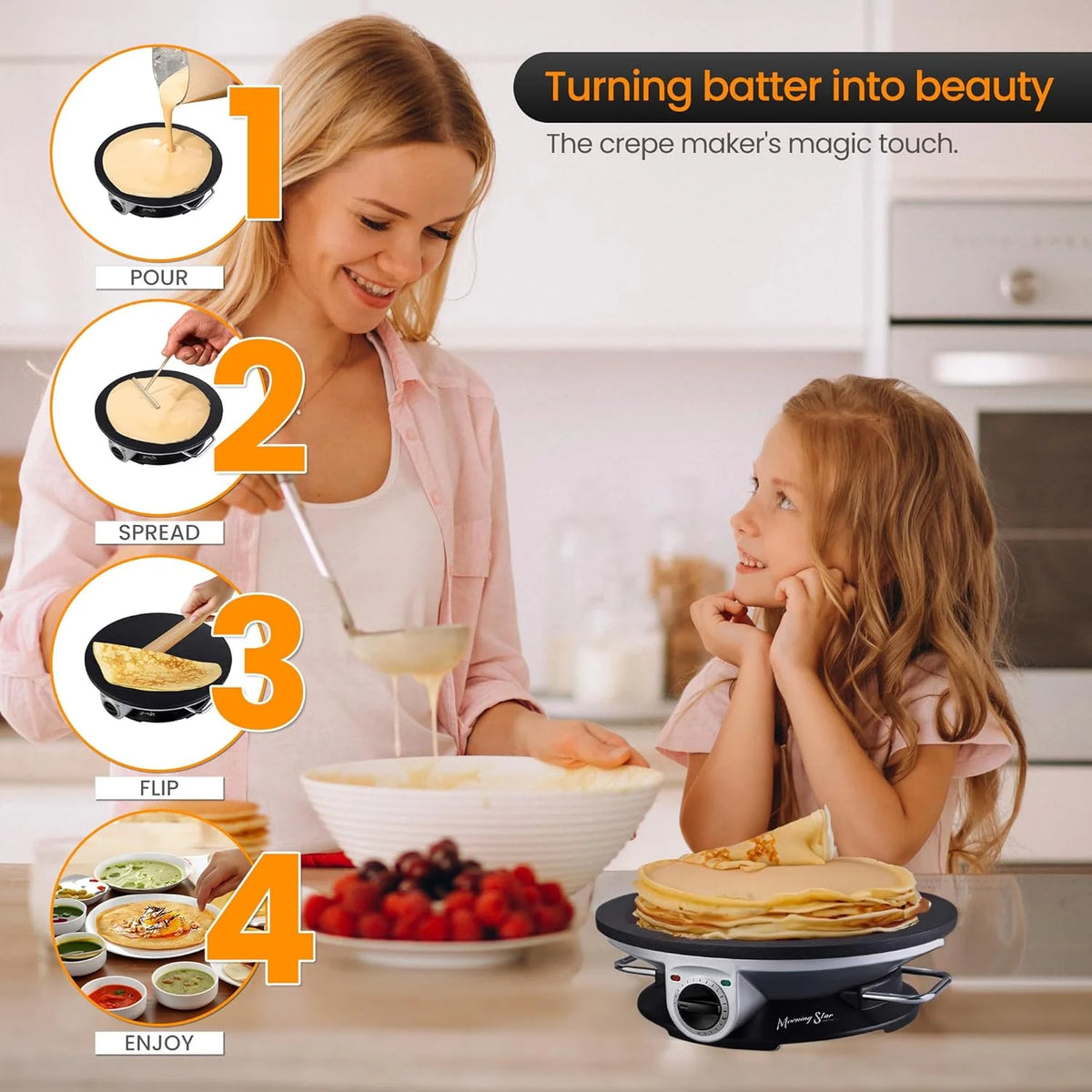 Electric Non Stick Crepe Maker with Temperature Knob C4901