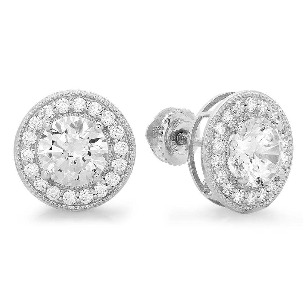 18K White Gold Diamond Earrings B73771
