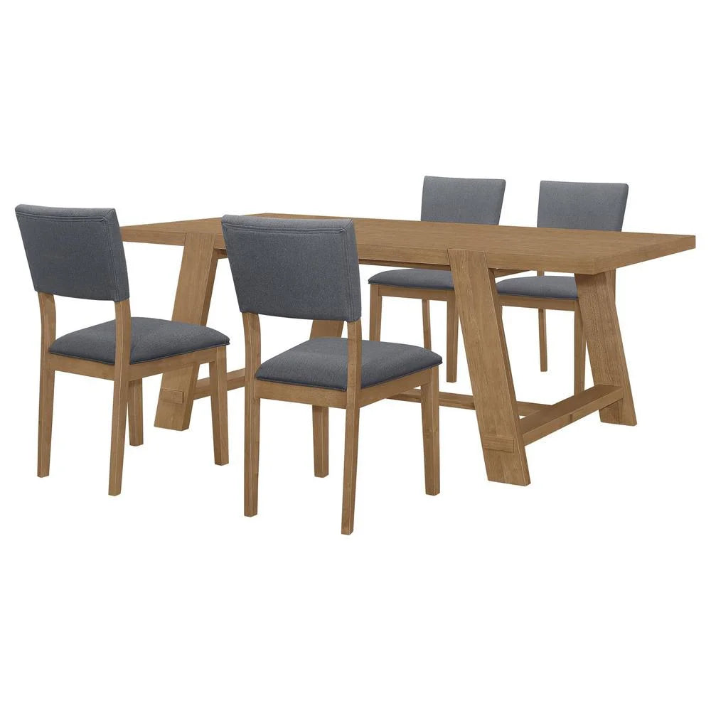 Brown 5-piece Wood Rectangular Dining Table Set X3480