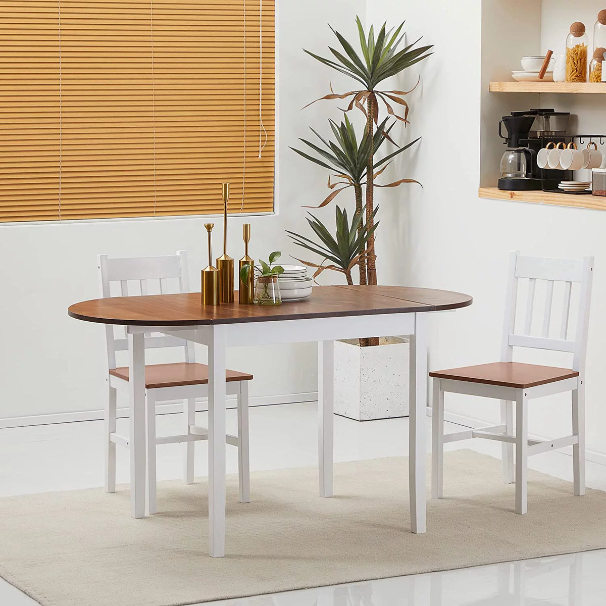 Brown Drop Leaf Solid Wood Dining Table X533