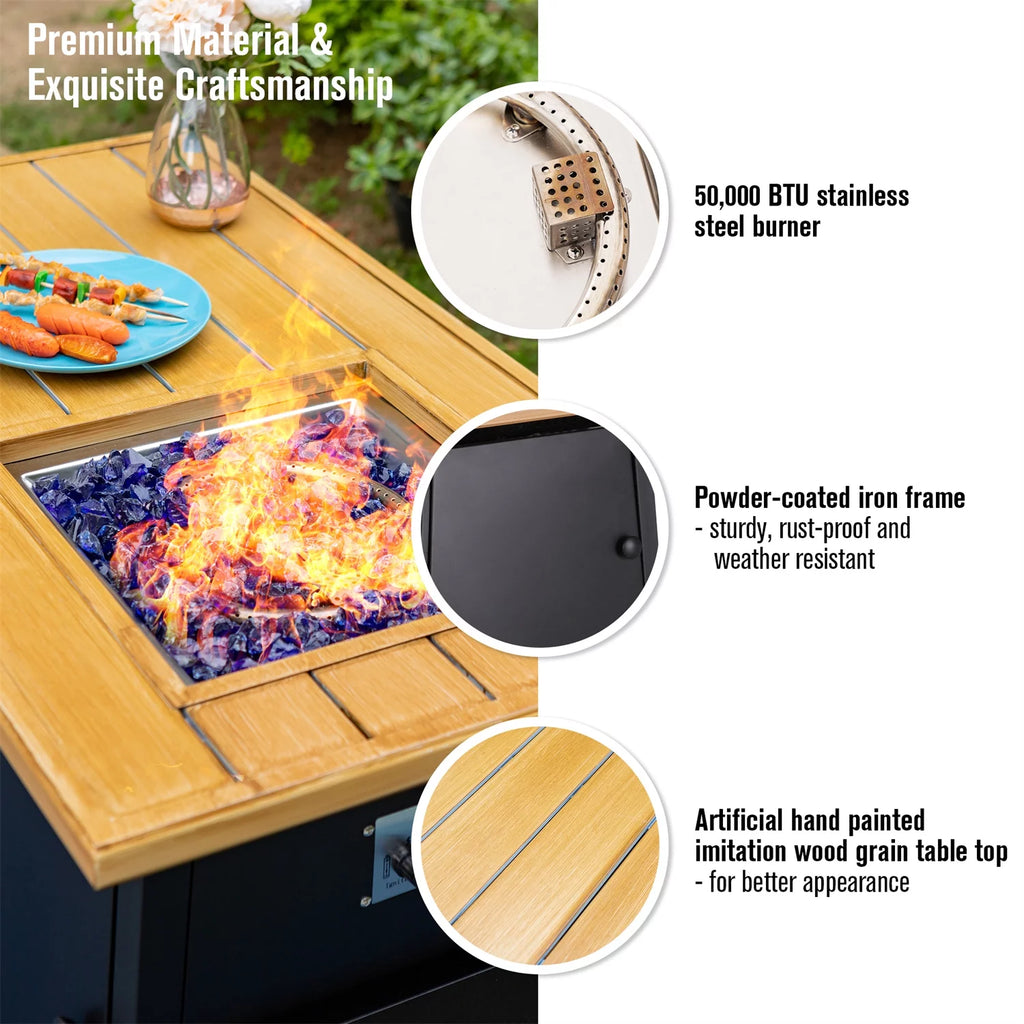 13 Pieces Outdoor Patio Furniture Set with Fire Pit Table D407722