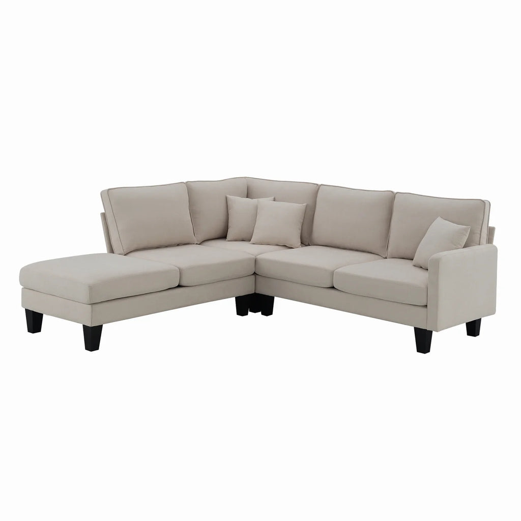 Beige L Shape Sectional Sofa with Recliner K80534