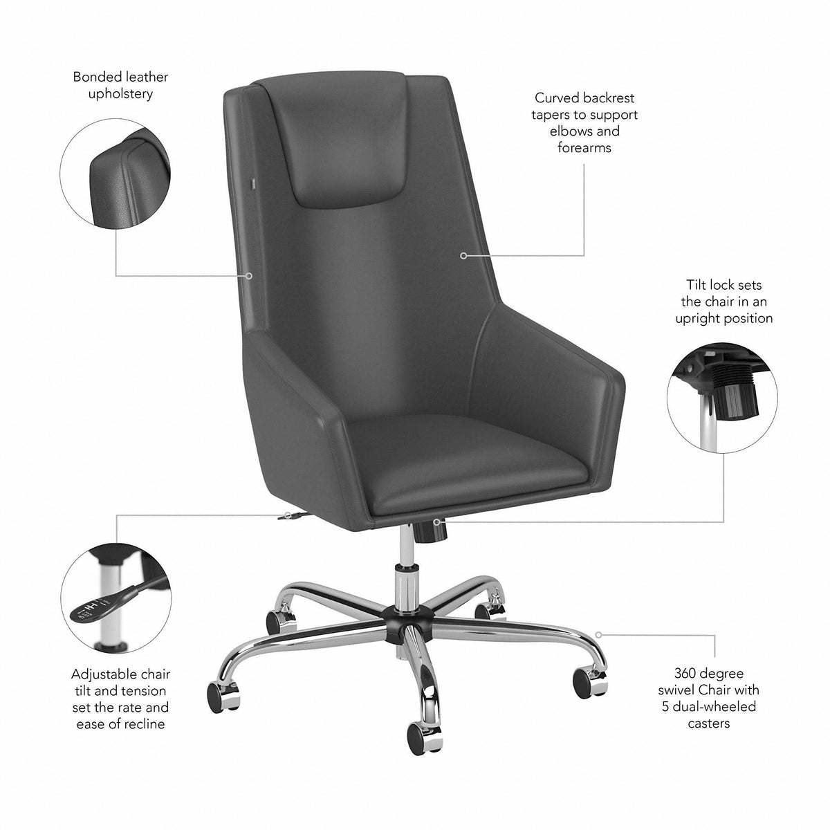 Light Gray Leather High Back Box Chair Q1136