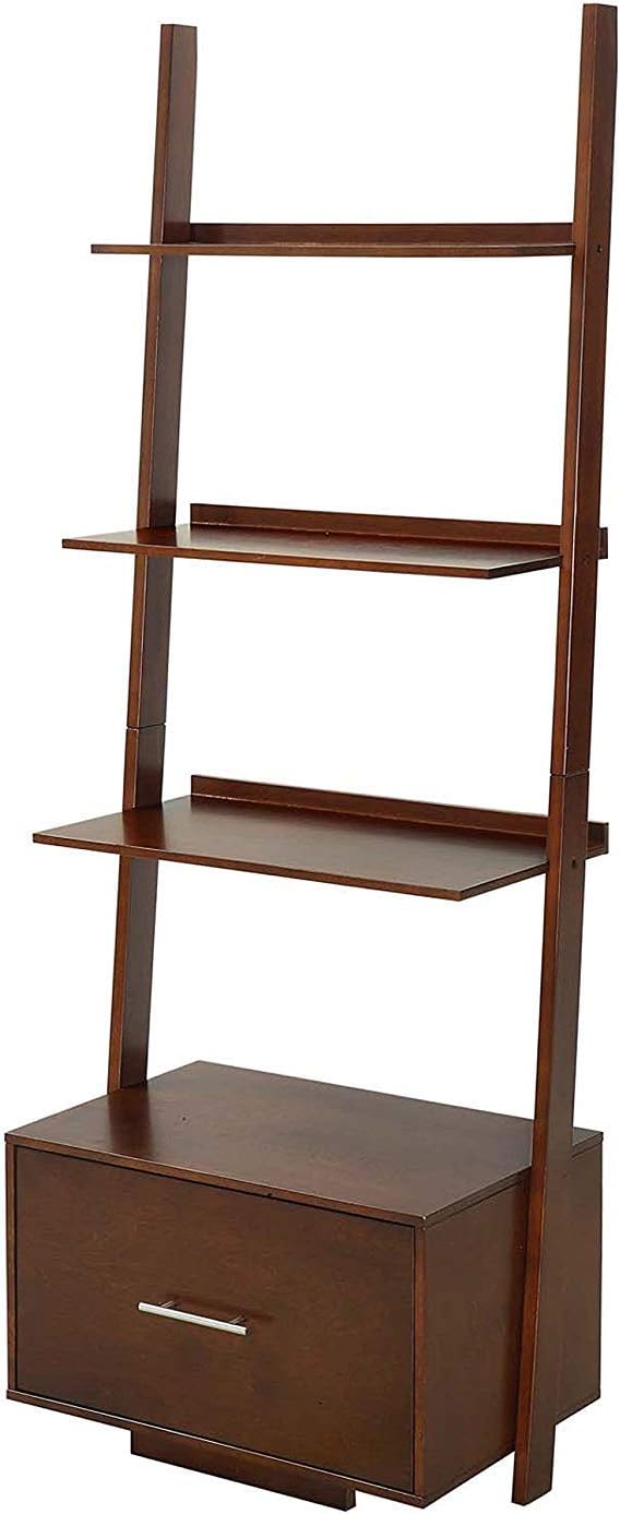 Gray Ladder Bookcase with File Drawer K171