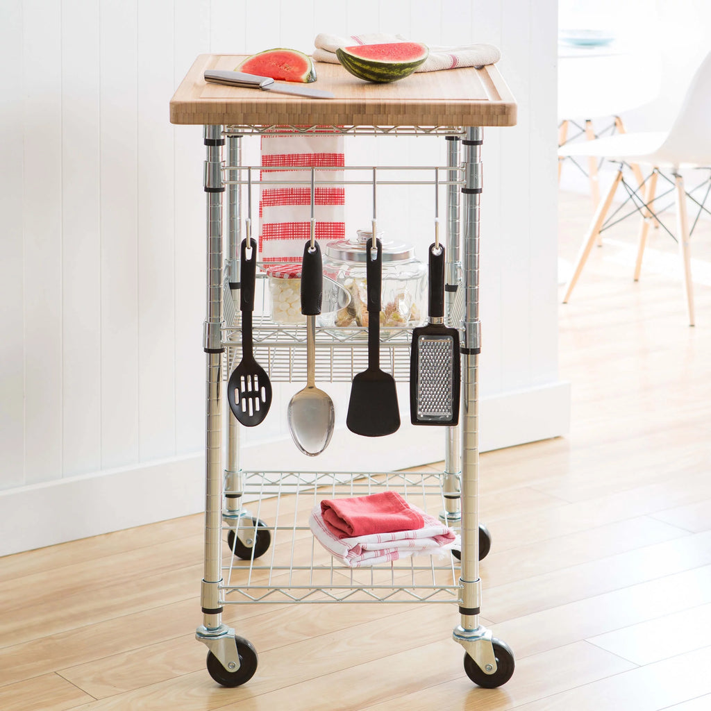 2 Tier Maple Butcher Block Cart P611447