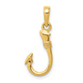 14k Yellow Gold Fish Hook Pendant 21 mm x 8 mm M8482