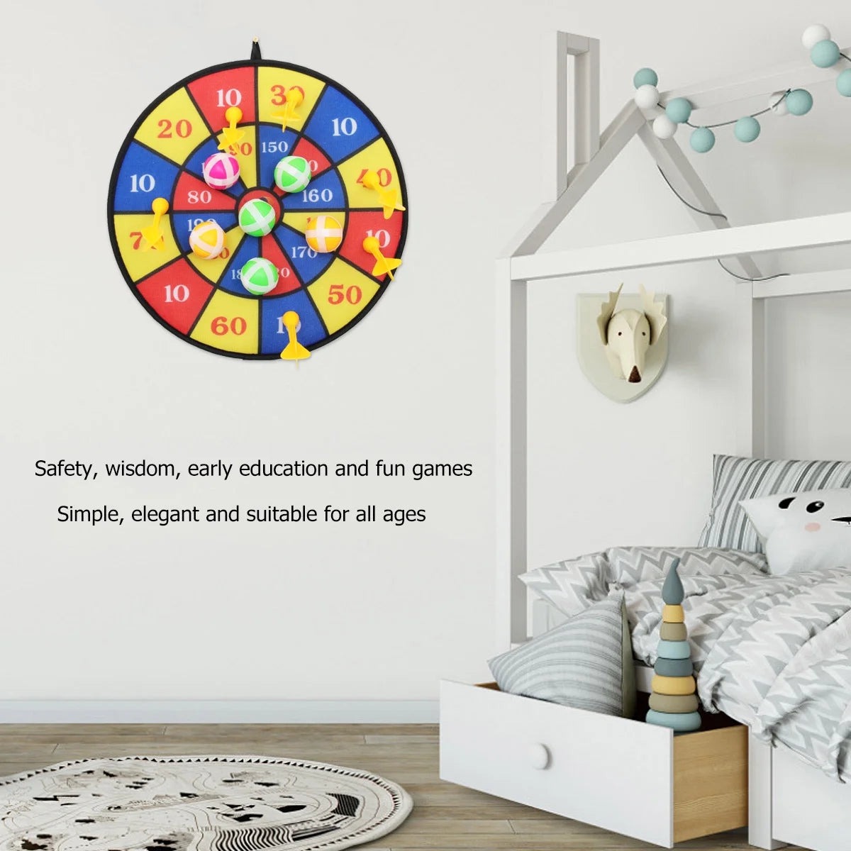 Flocking Dart Board with 4pcs Darts Dartboard Set W341