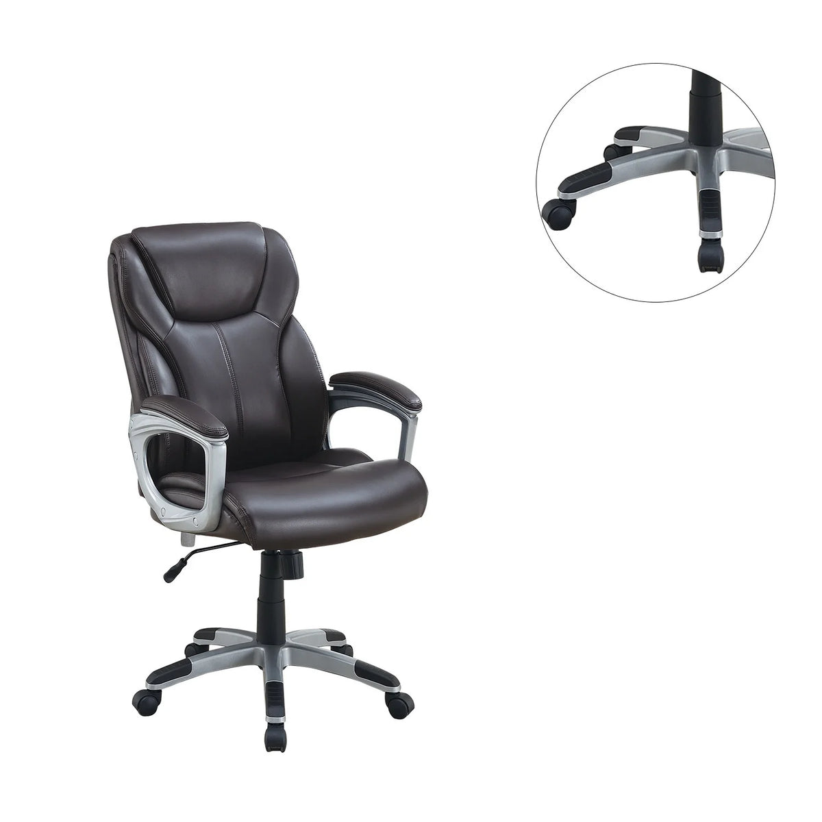 Brown Office Chair with Adjustable Height and Padded Armrests T58585