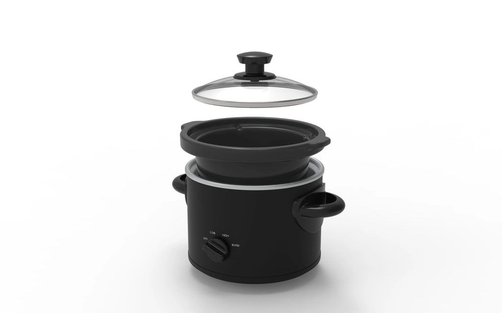 2 QT Slow Cooker, Matte Black Finish, Removeable Stoneware Pot I295876