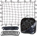 Cargo Net for Pickup Truck Bed - 4 x 6 Foot, Heavy-Duty, Mesh Bungee Netting with 12 Black Clips and Storage Bag S6627