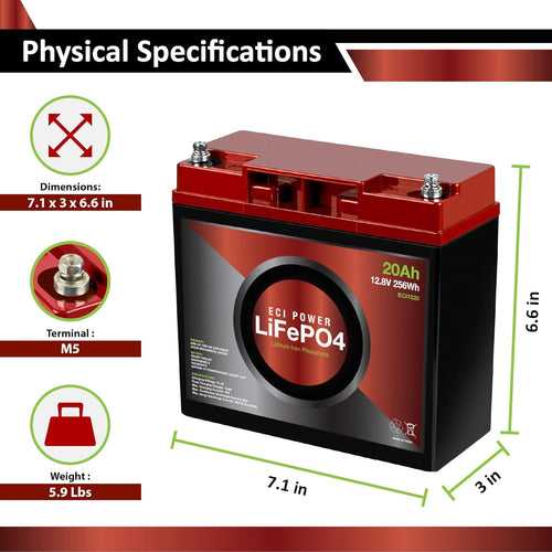 12V 20Ah Lithium LiFePO4 Deep Cycle Rechargeable Battery F8599