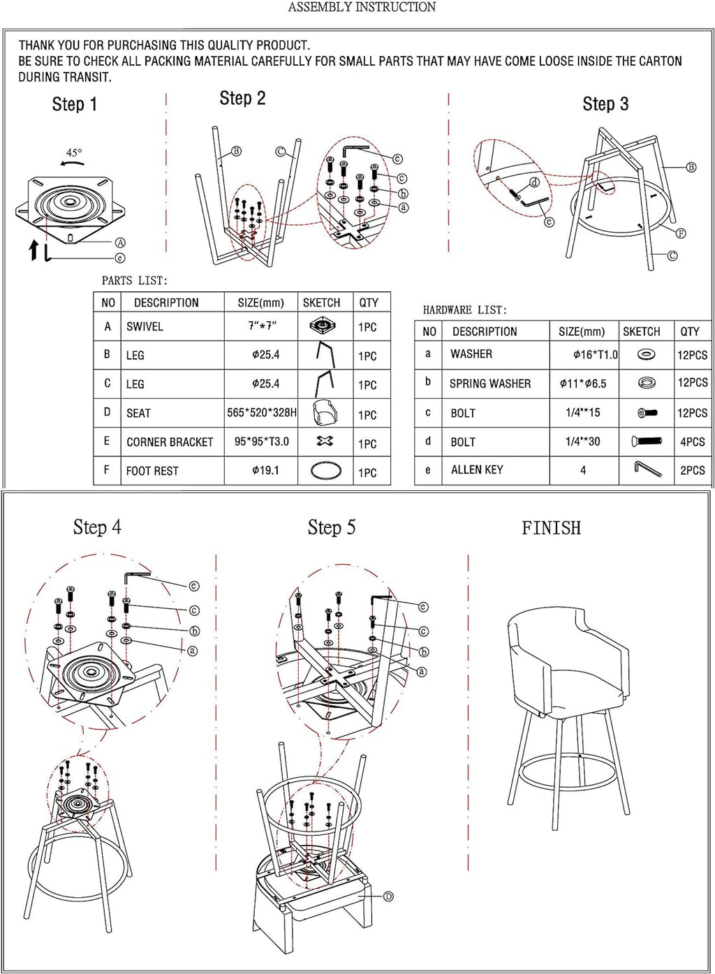 Gray Modern Club Counter Stool with Memory Swivel B552