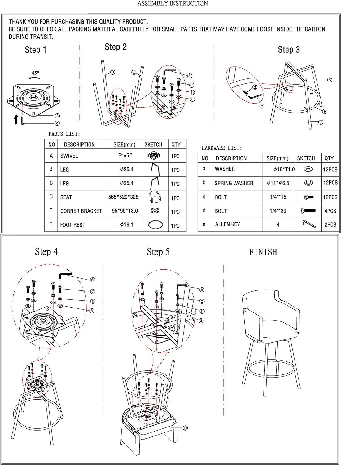 Gray Modern Club Counter Stool with Memory Swivel B552