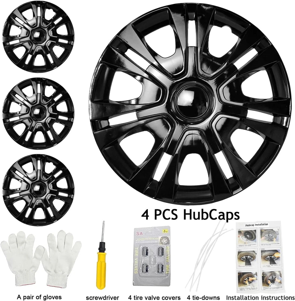 15 inch Set of 4 Black ABS Wheel Rim Covers Q255907