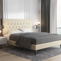 Queen Size Upholstered Platform Bed with Adjustable Headboard A77440