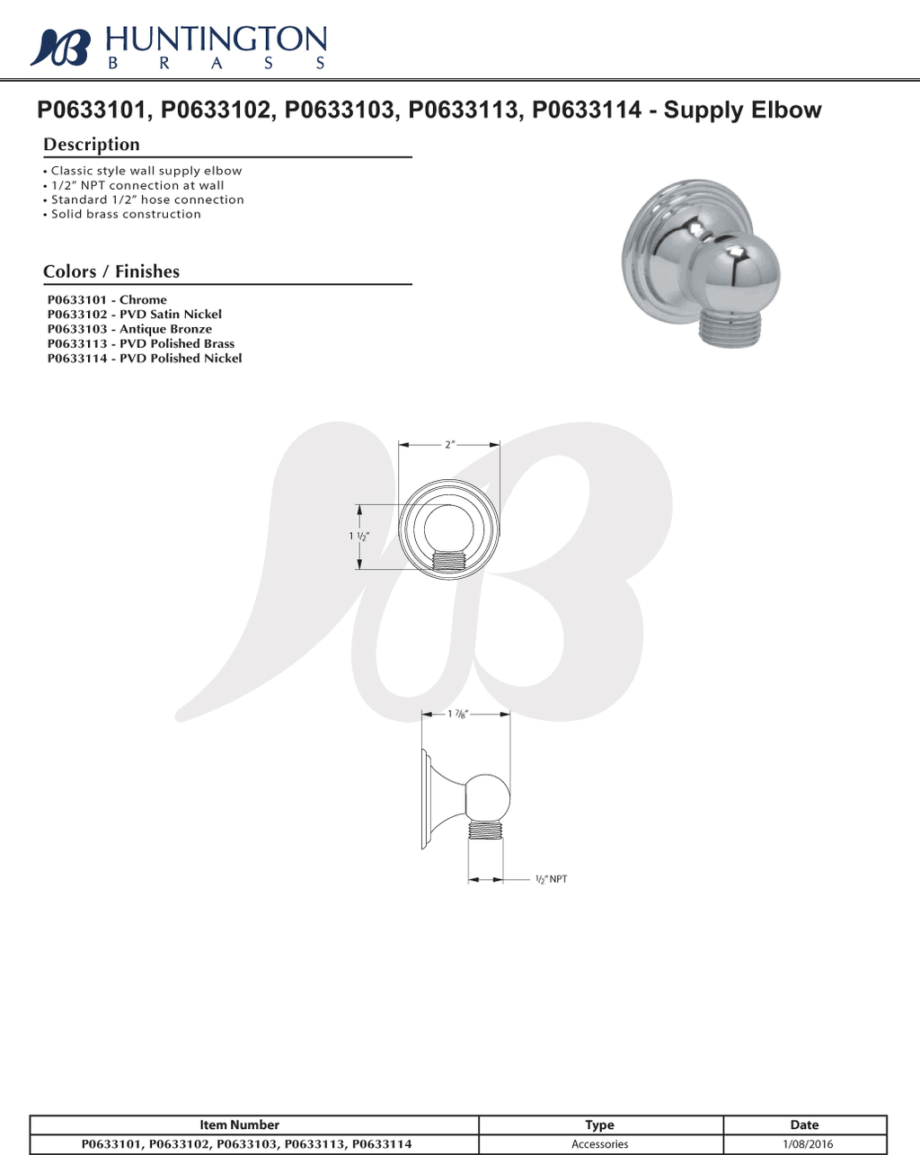 Wall Supply Elbow PVD Satin Nickel S44902