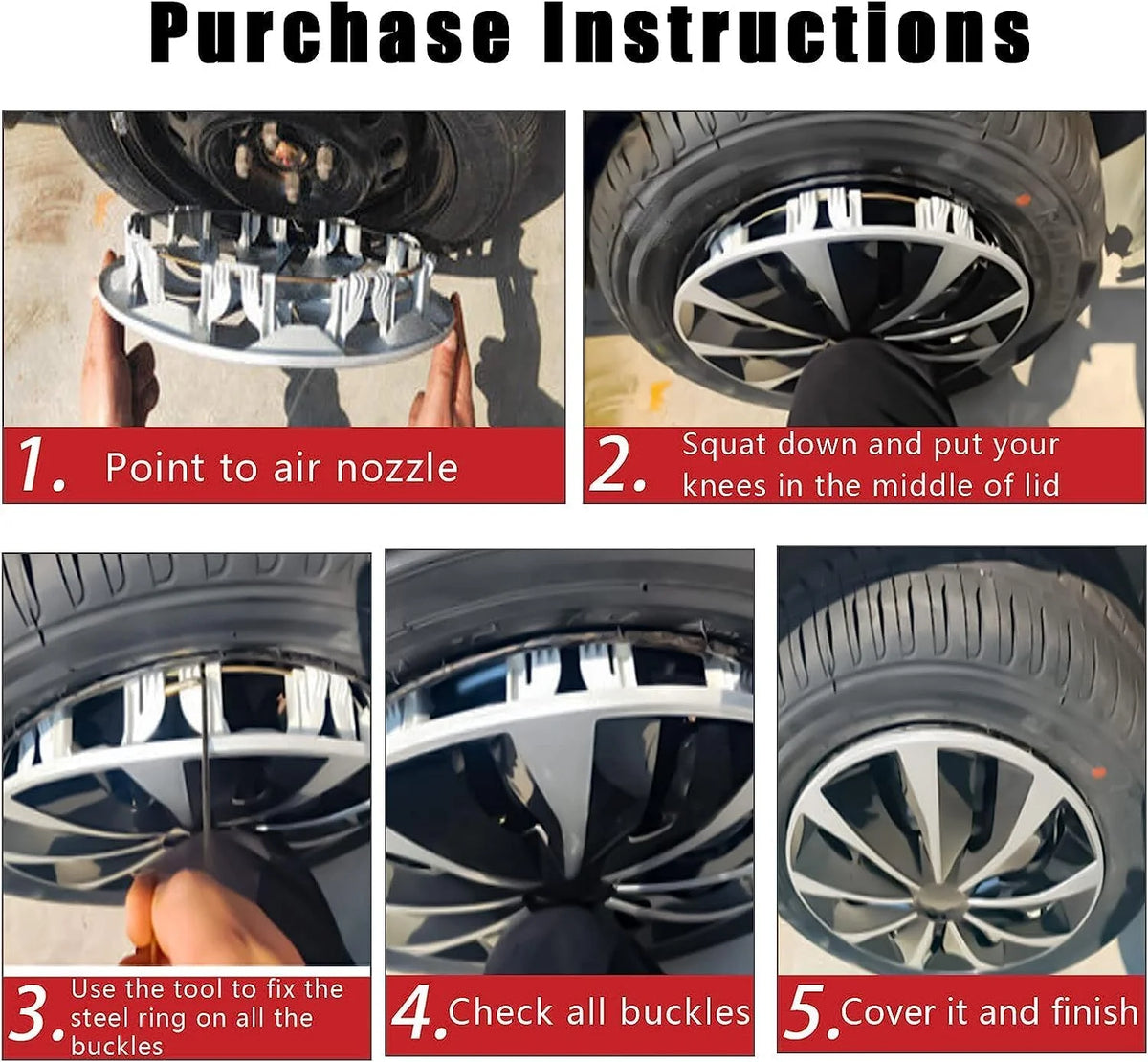 15 inch Set of 4 Black ABS Wheel Rim Covers Q255907