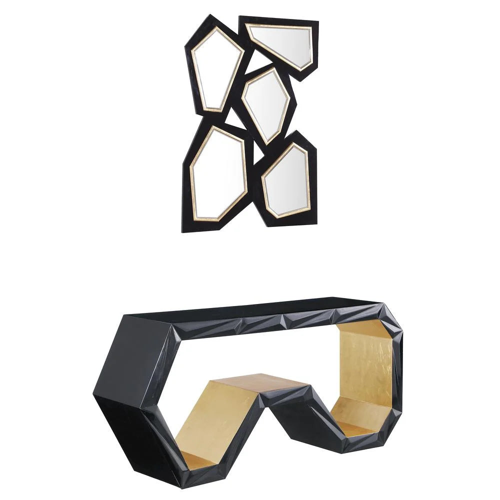 Black Wood Console Table and Mirror R755