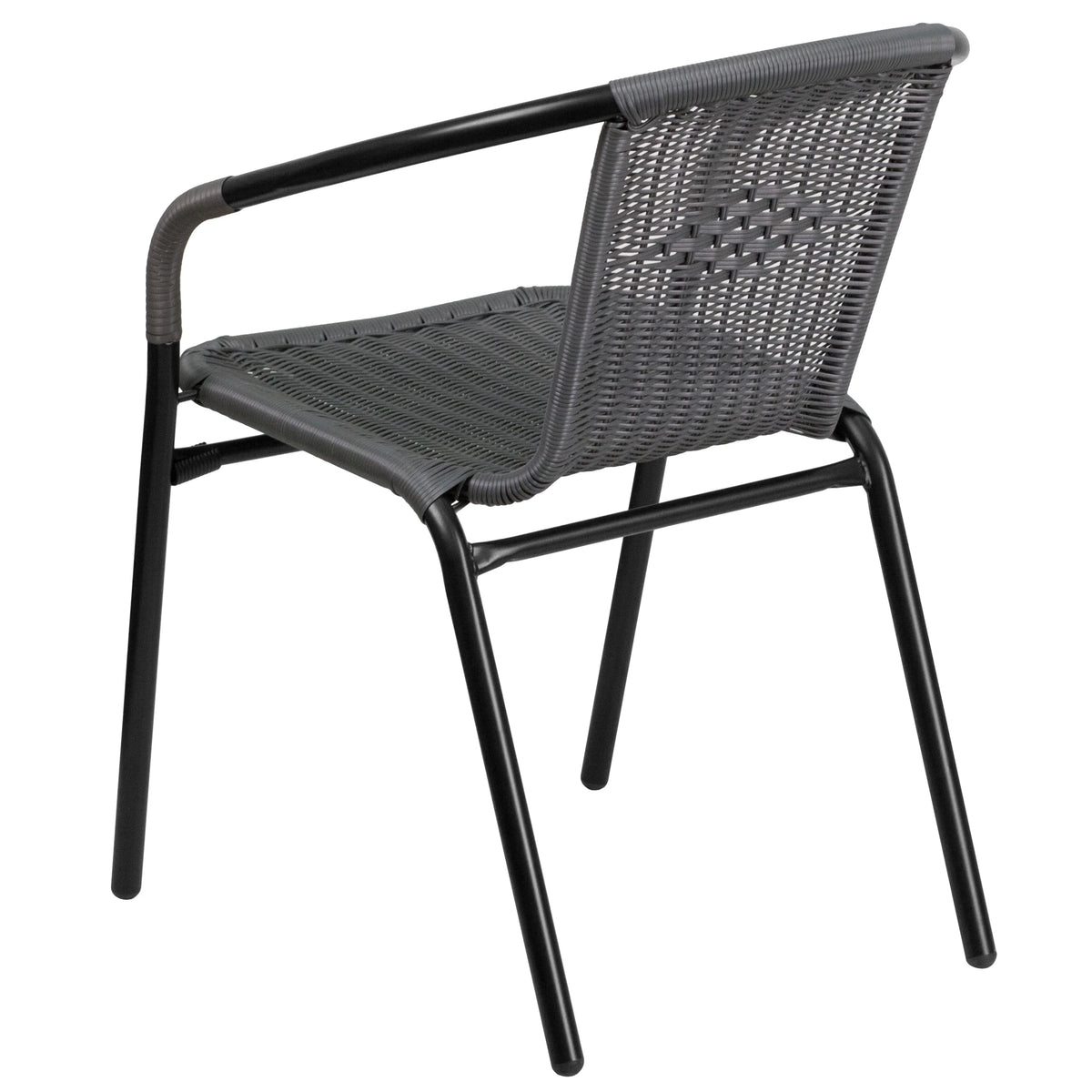 2 Pack Gray Rattan Stack Chair O3365