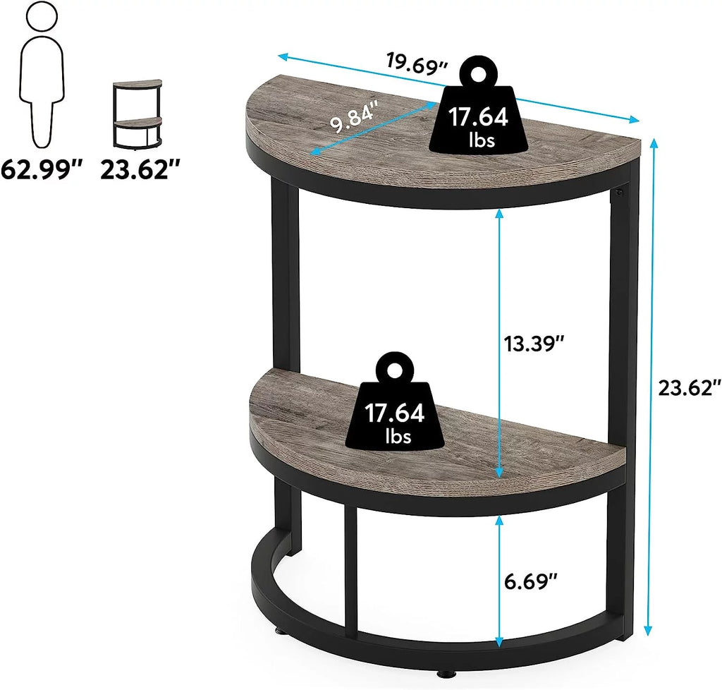 2-Tier Half Round Wood End Table V6256