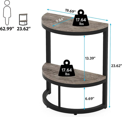 2-Tier Half Round Wood End Table V6256