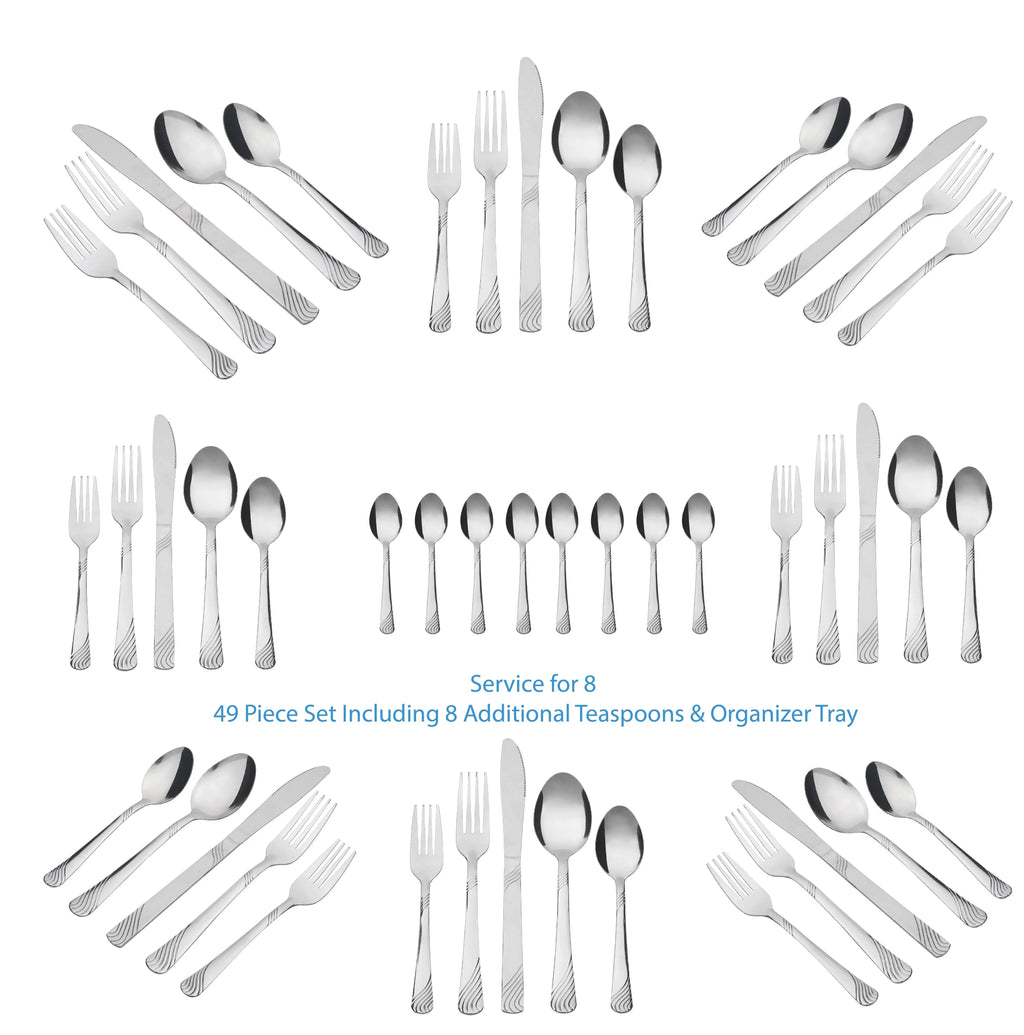 49 Piece Stainless Steel Flatware Set J780