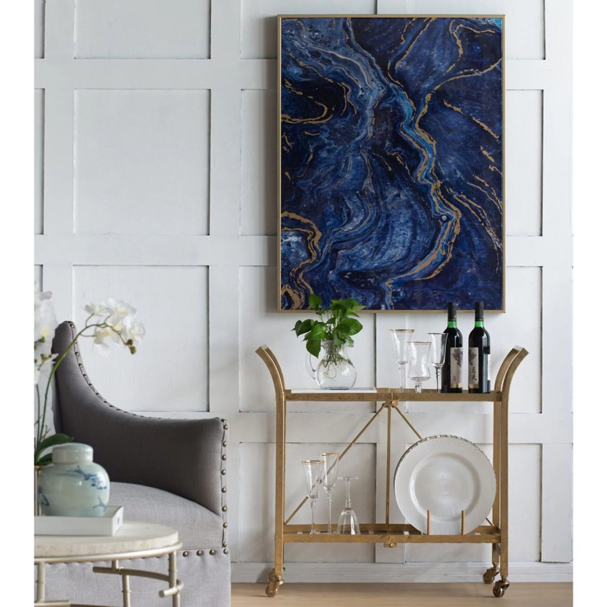 Blue Marble Design Rectangular Wall Art Set of 2 R9765