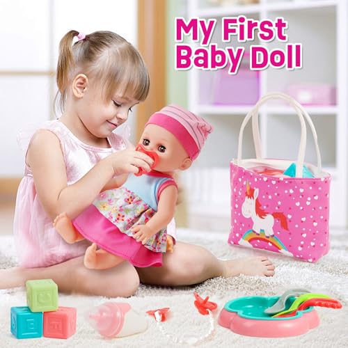 12in Baby Doll Crib and High Chair Set with 20pcs Accessories B101803