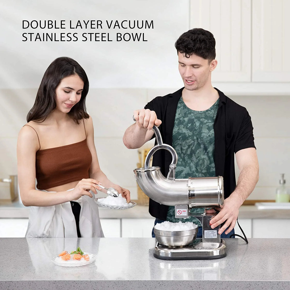 Silver Electric Dual Blades Ice Crusher Snow Cone Maker Machine 440lbs/hr G92200