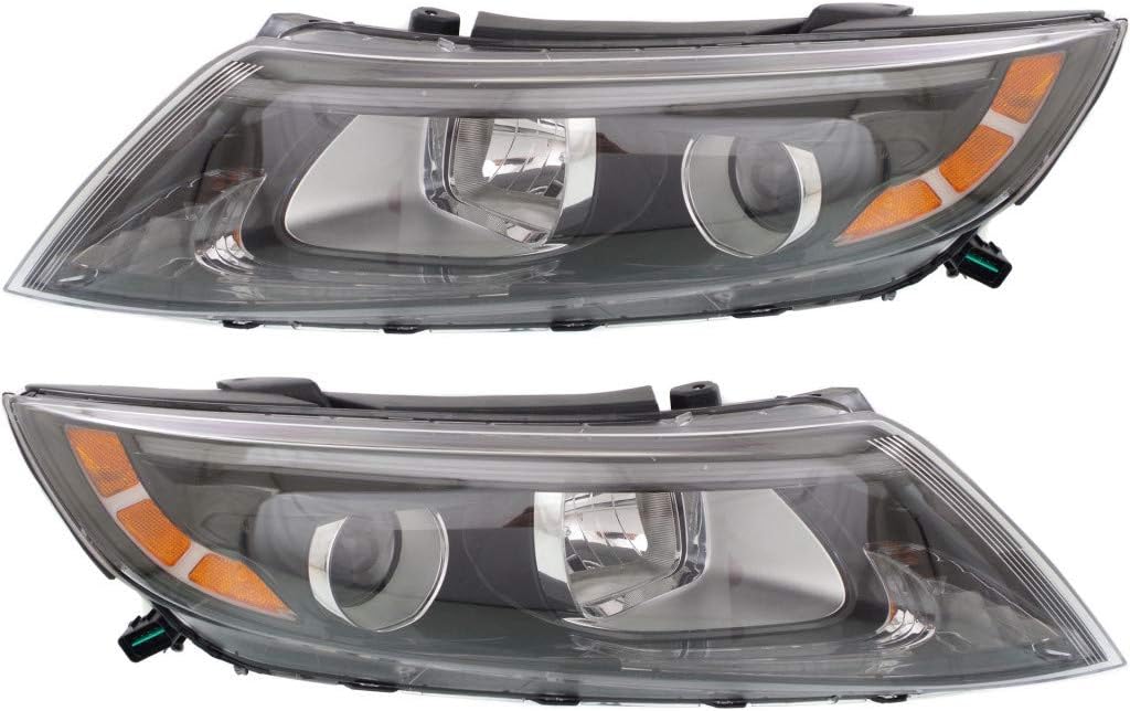 Black Housing Headlight Assembly Passenger Side with Bulbs Q709446