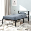 Black Twin Size Metal Bed Frame with Headboard W17684