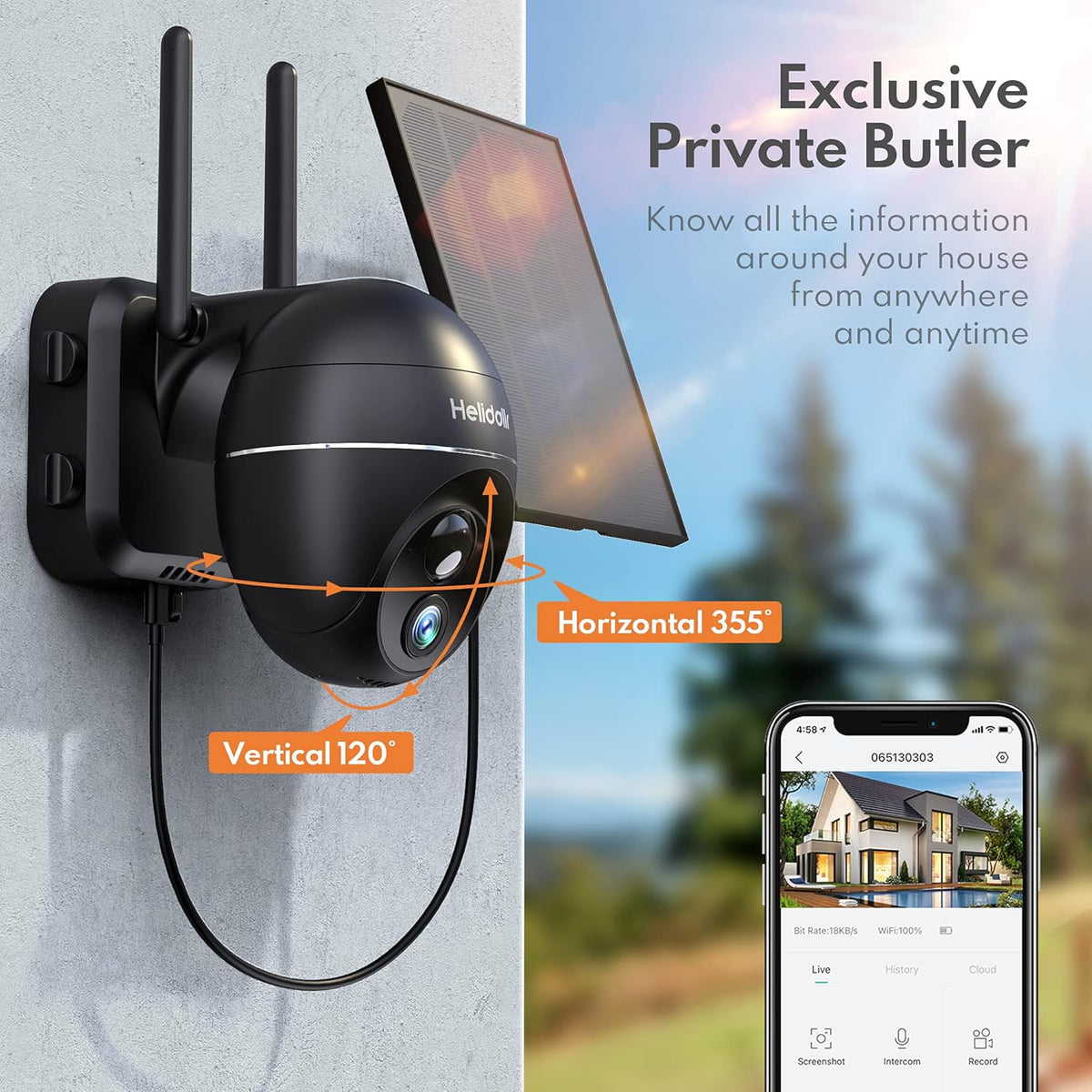 Outdoor Security Camera with Solar Panel V2295