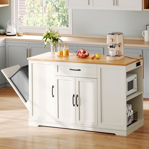 50" Rolling Kitchen Island with Drop Leaf O9569